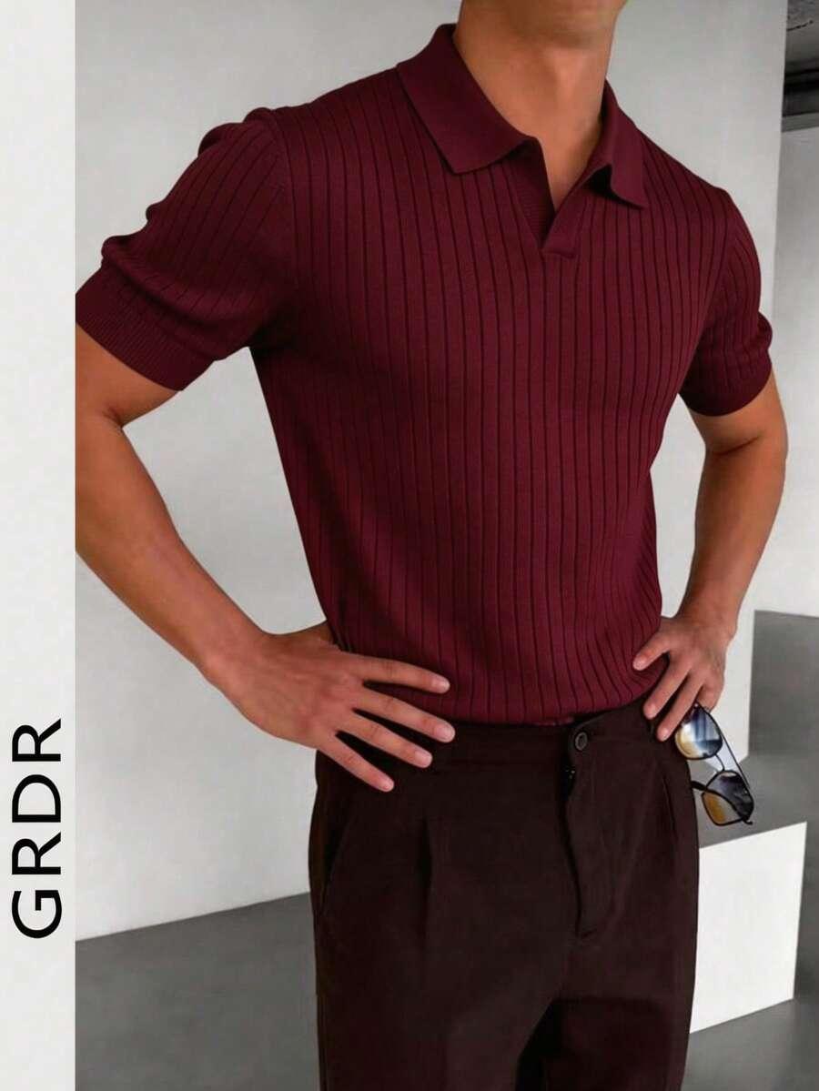 bordowa dzianinowa koszulka polo