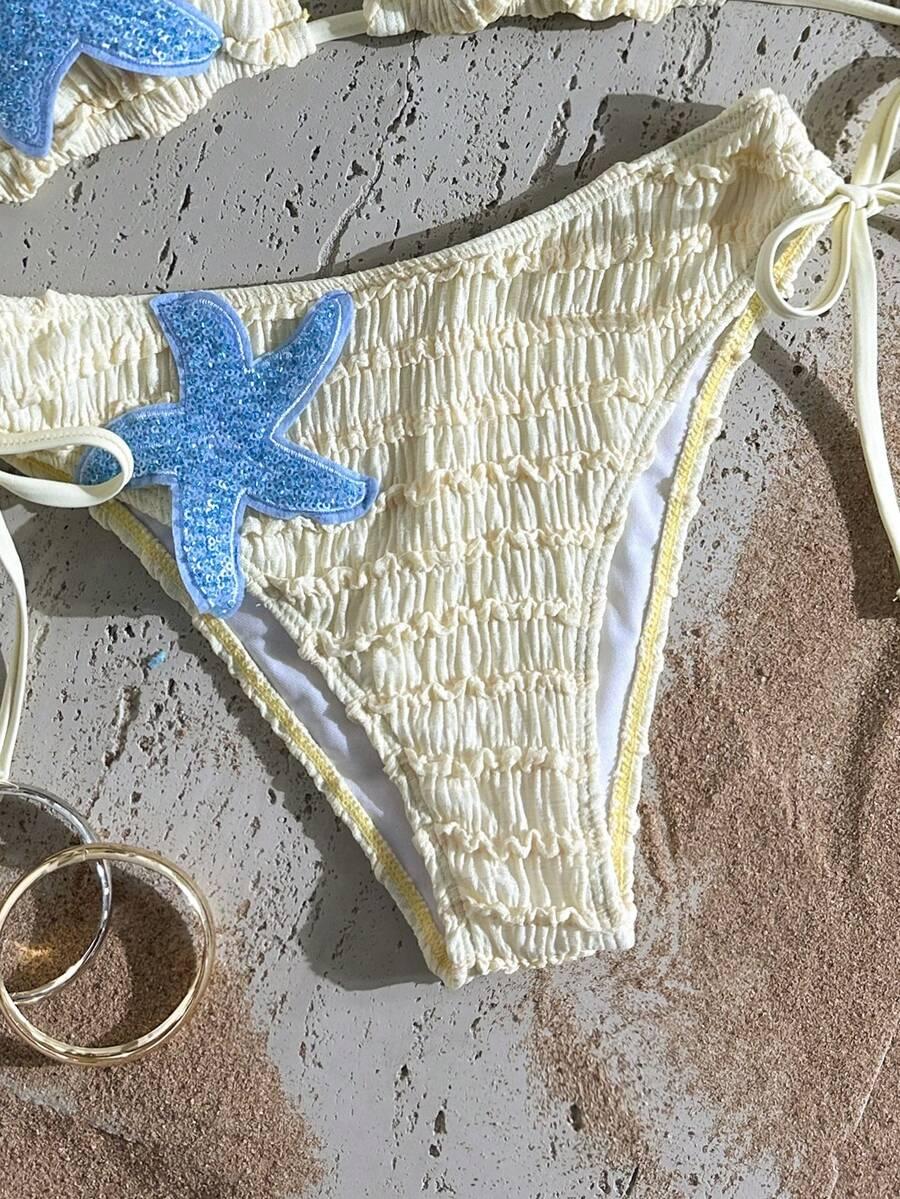komplet bikini wiązani wzór gwiazdki