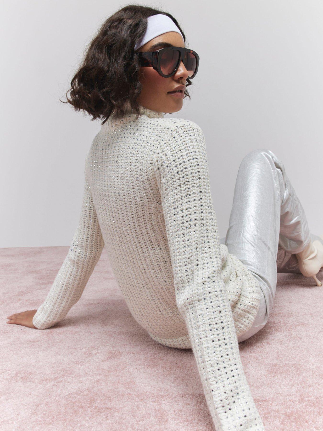 RIVER ISLAND SWETER Z CYRKONIAMI PÓŁGOLF
