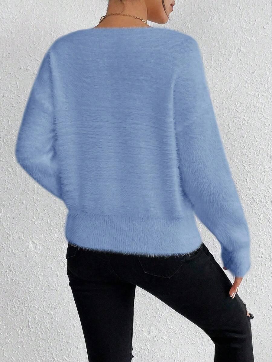 NIEBIESKI SWETER V-NECK 