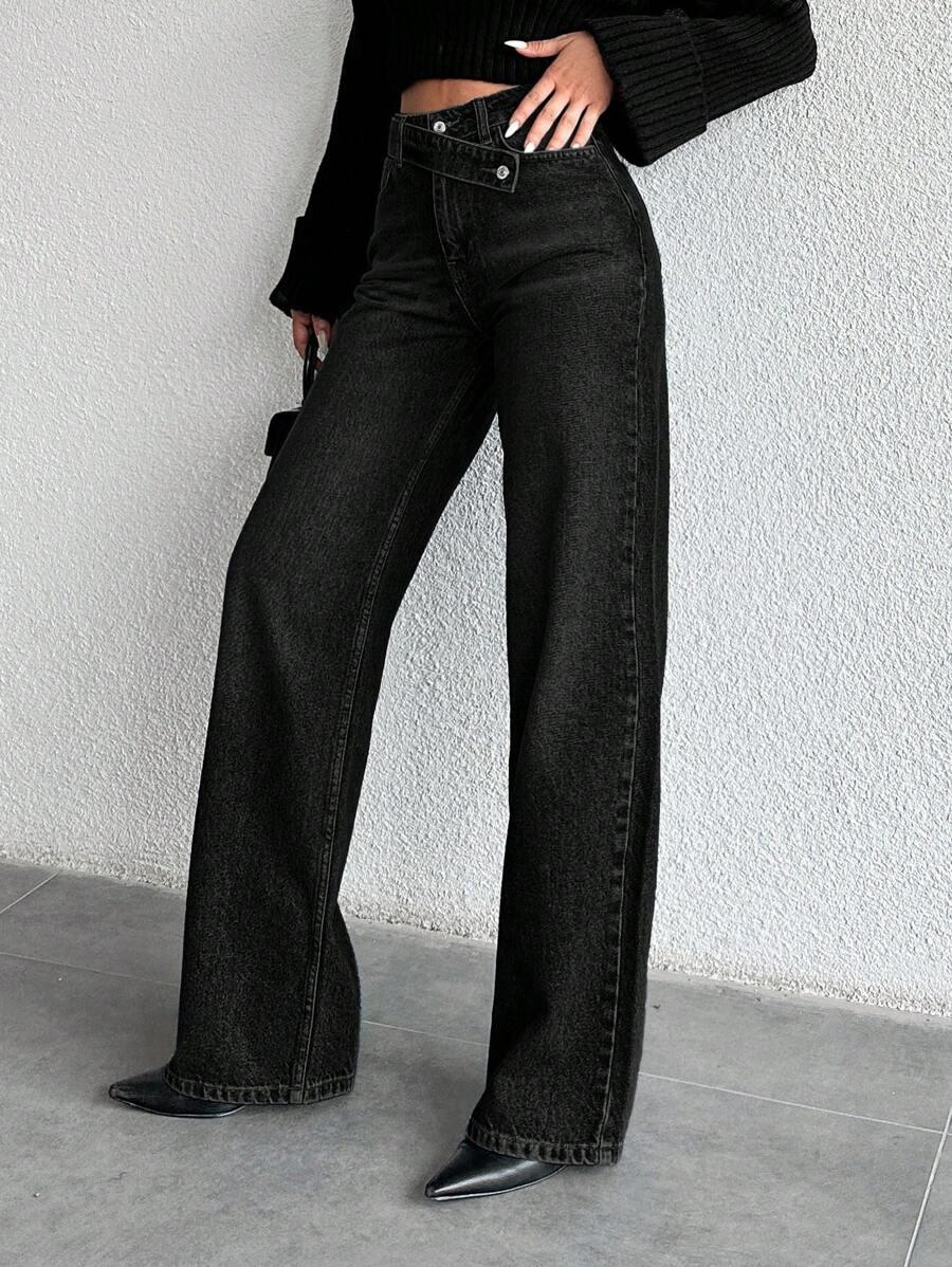 CZARNE SPODNIE JEANS 