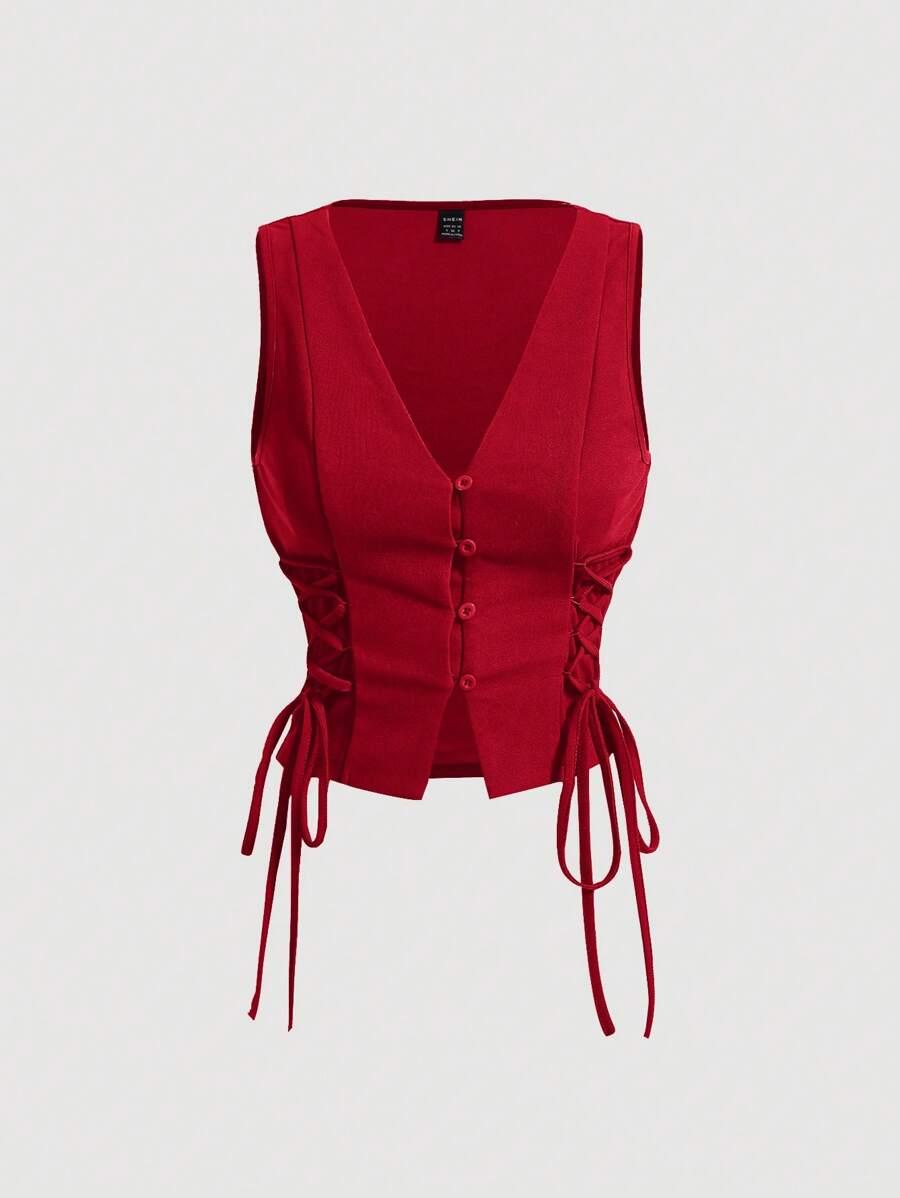 CZERWONA BLUZKA V-NECK