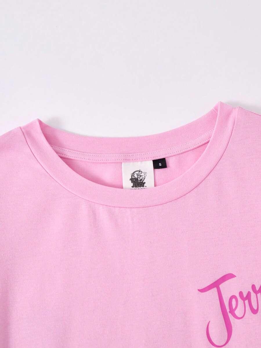 RÓŻOWY T-SHIRT NAPIS PIŻAMA