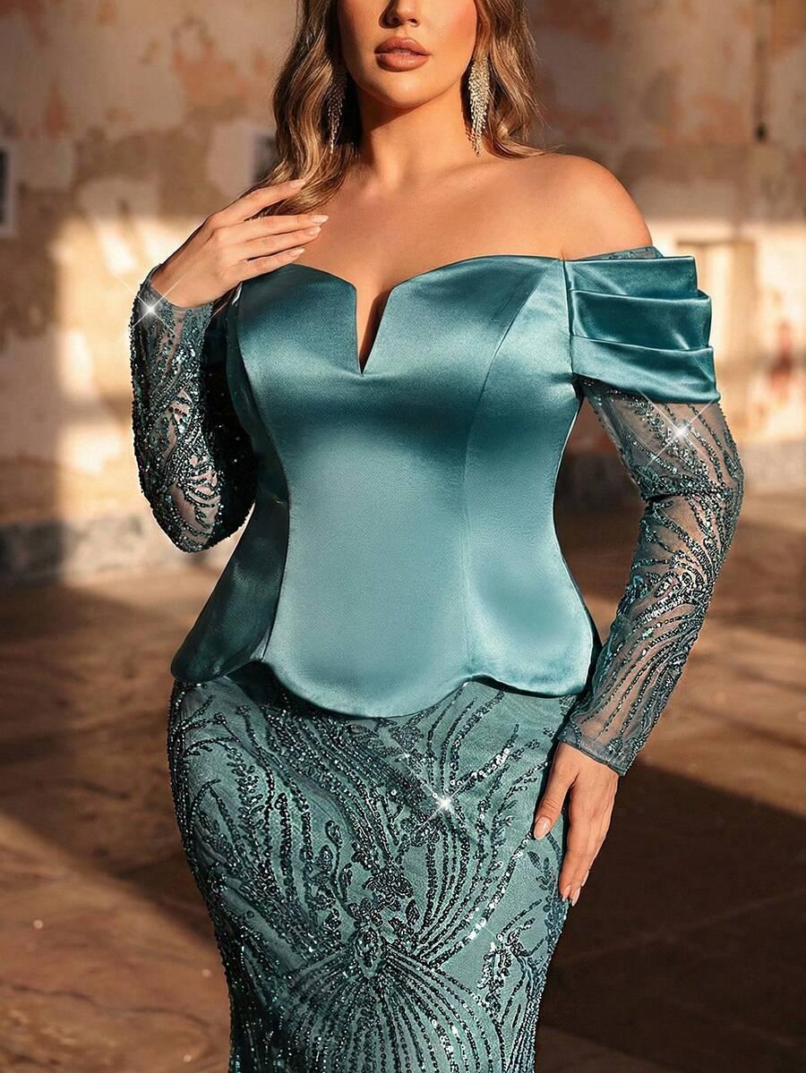 NIEBIESKA MAXI SUKIENKA POŁYSK