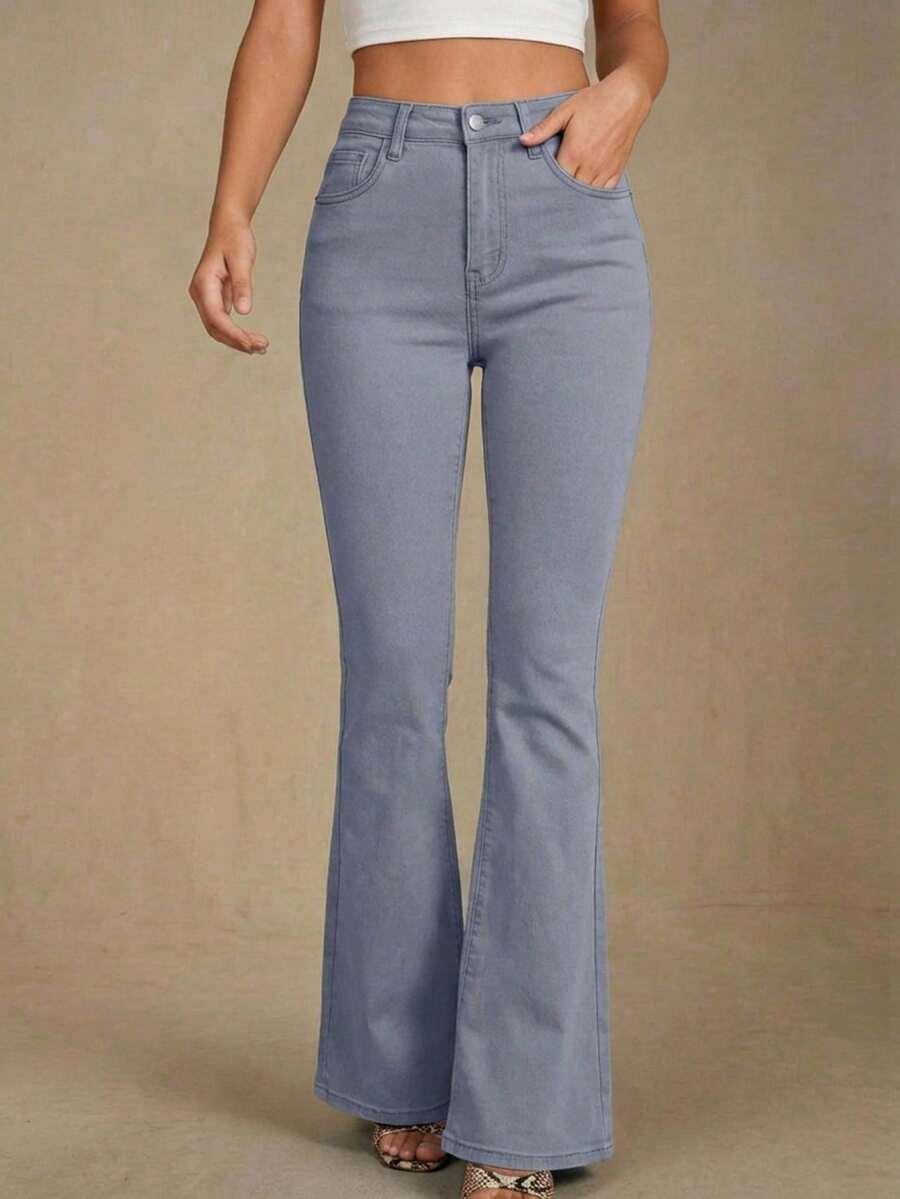 SZARE SPODNIE JEANS WYSOKI STAN