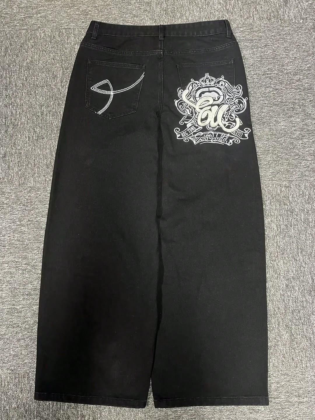 czarne spodnie jeans haft