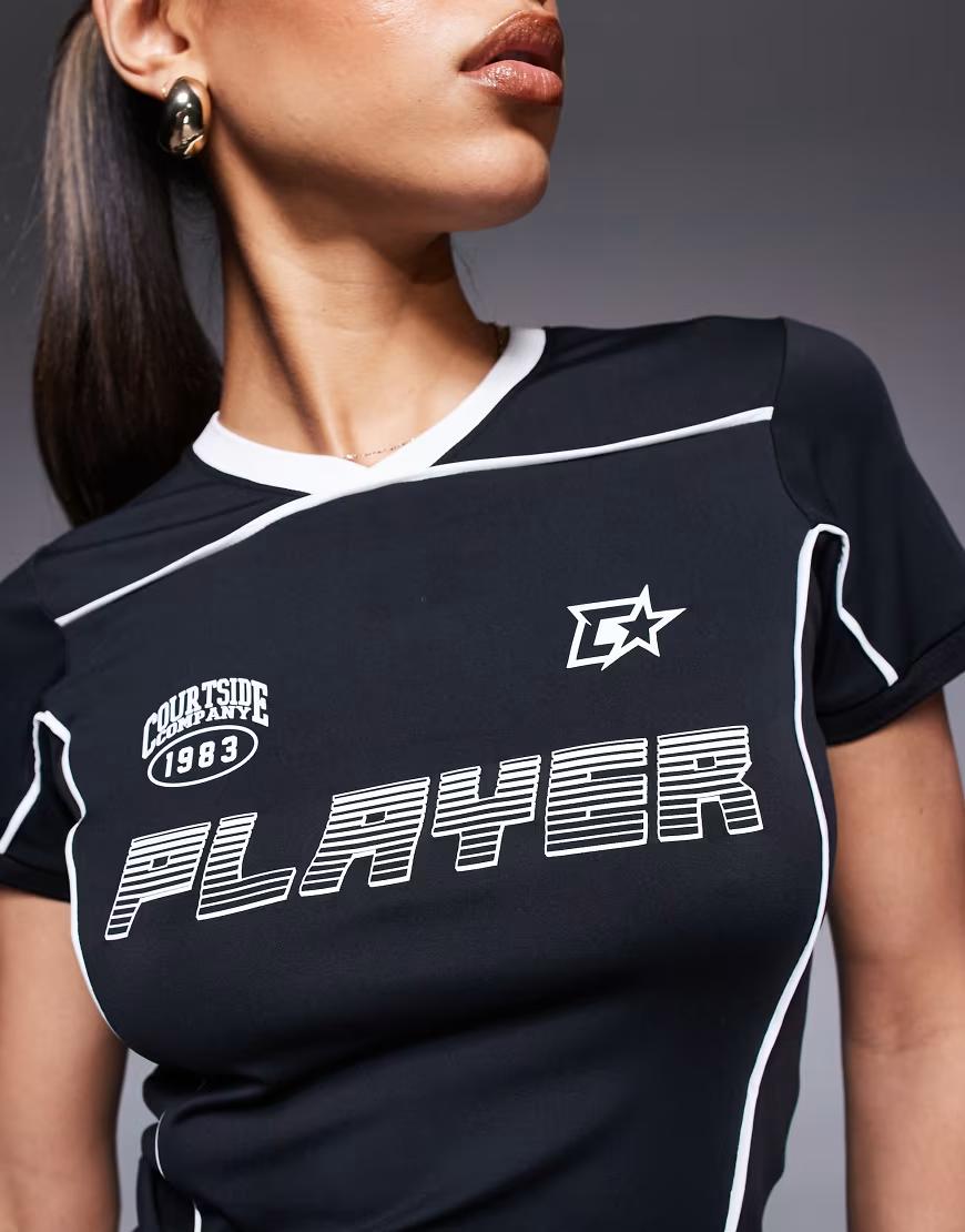 czarny top print logo