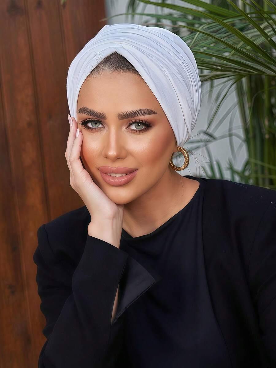 biały turban na głowę