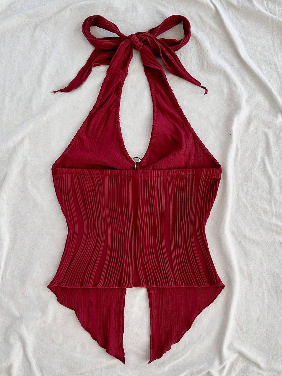 bordowy top zdobienie