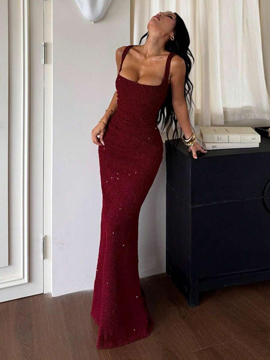 CZERWONA MAXI SUKIENKA