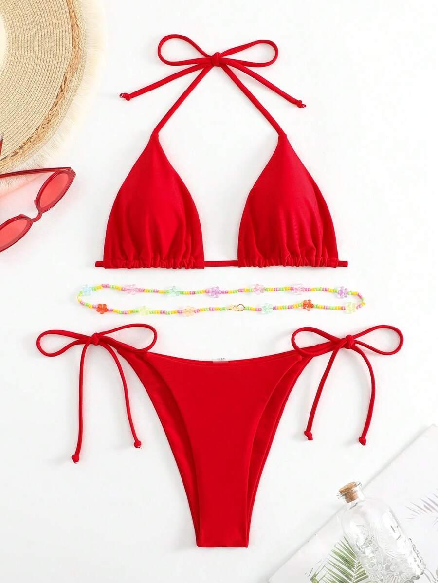 czerwona góra od bikini
