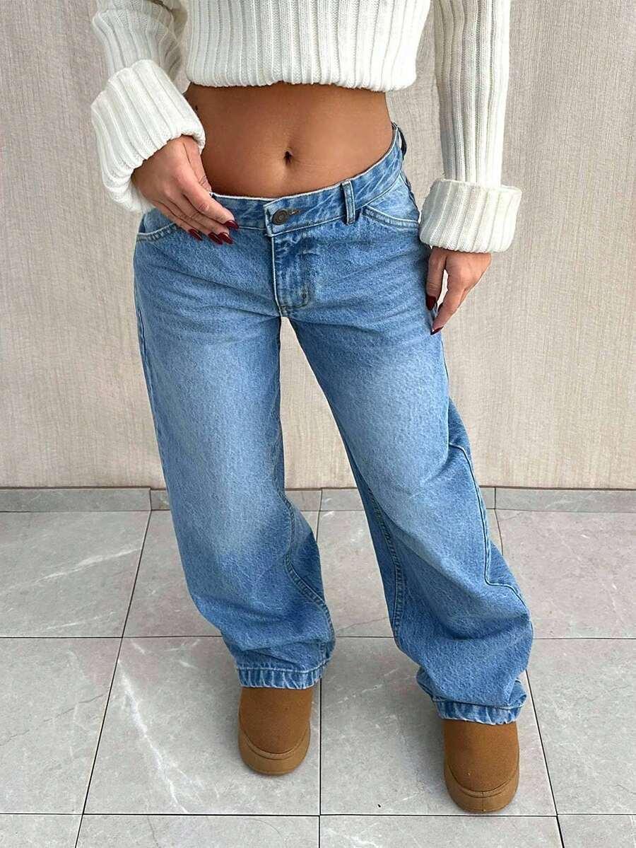 NIEBIESKIE SPODNIE JEANS NISKI STAN