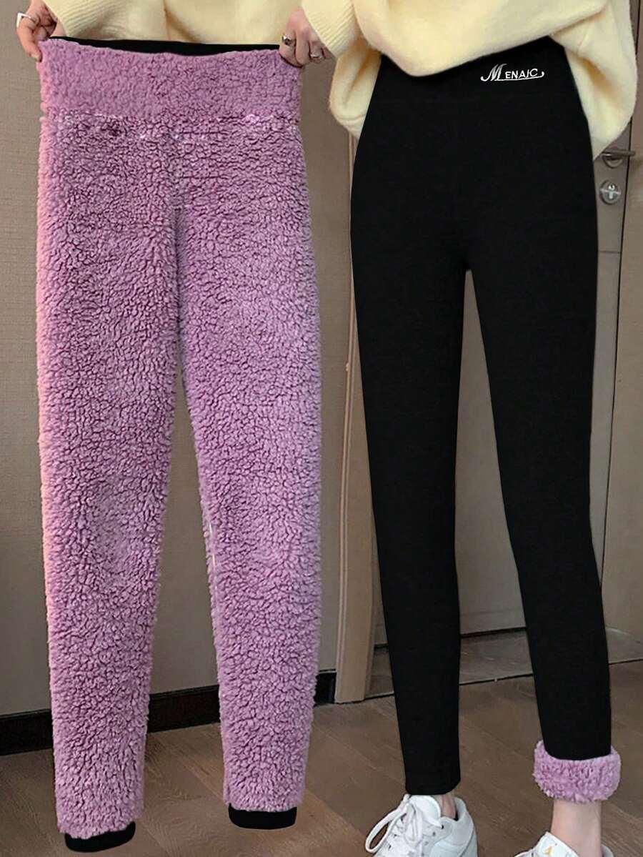 czarne ocieplane legginsy