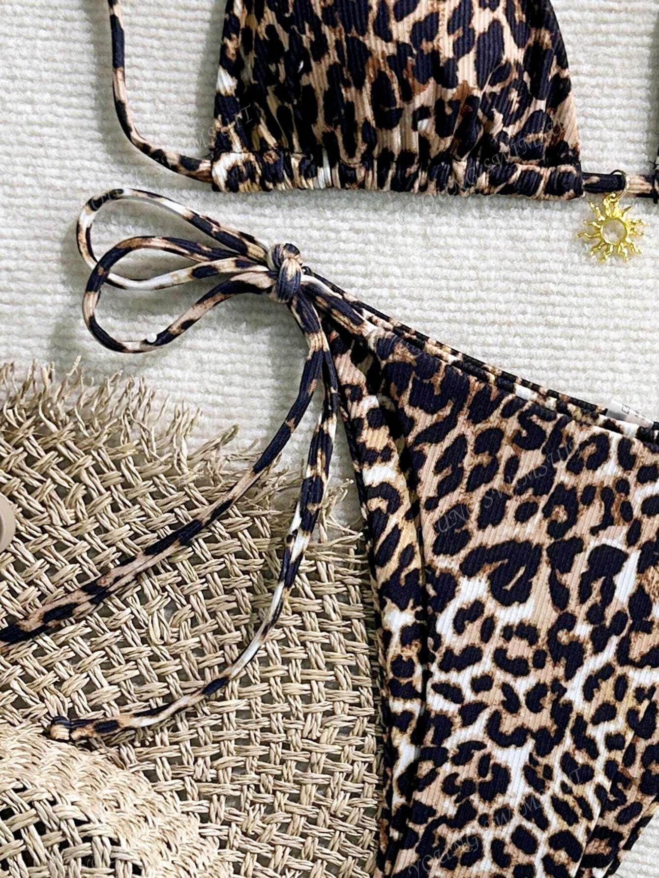 KOMPLET BIKINI ANIMAL PRINT WIĄZANIE