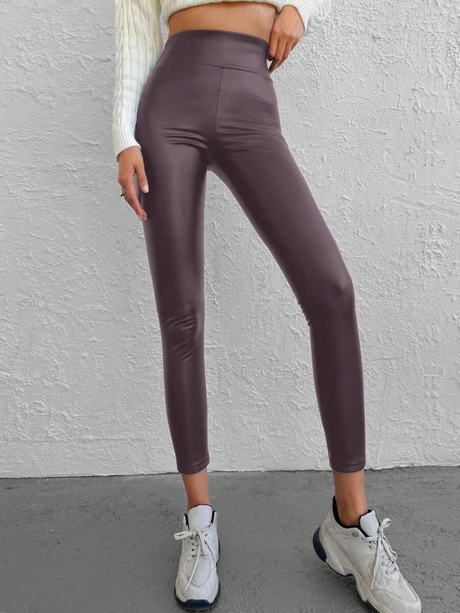 legginsy imitacja skóry wysoki stan