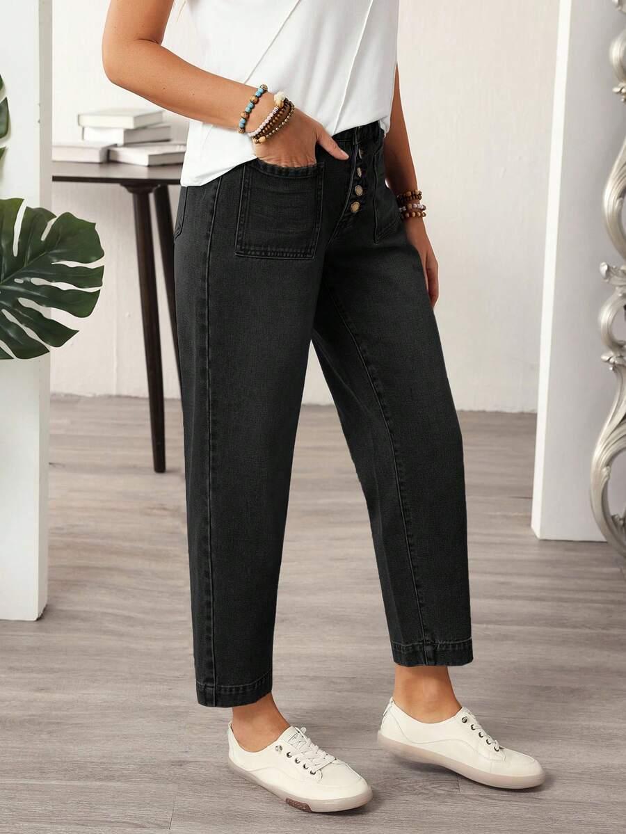czarne spodnie jeansy