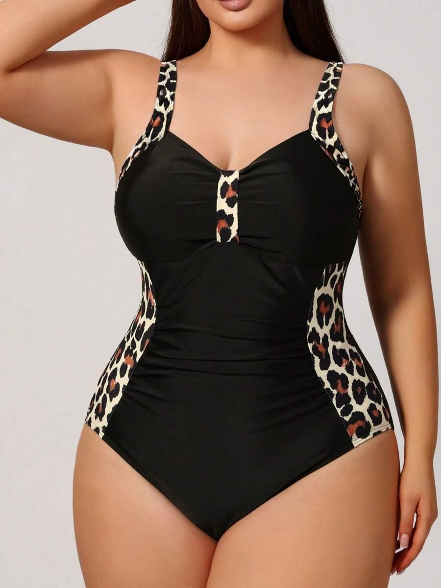 CZARNY JEDNOCZĘŚCIOWY STRÓJ KĄPIELOWY ANIMAL PRINT