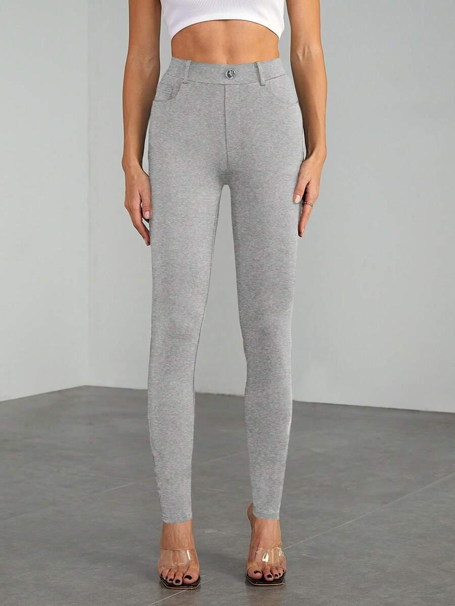 SZARE LEGGINSY KIESZENIE 