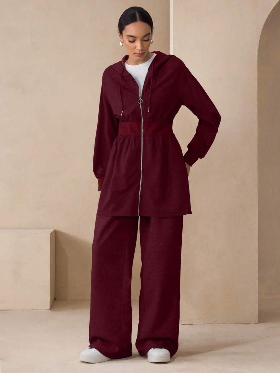 bordowa bluza z kapturem
