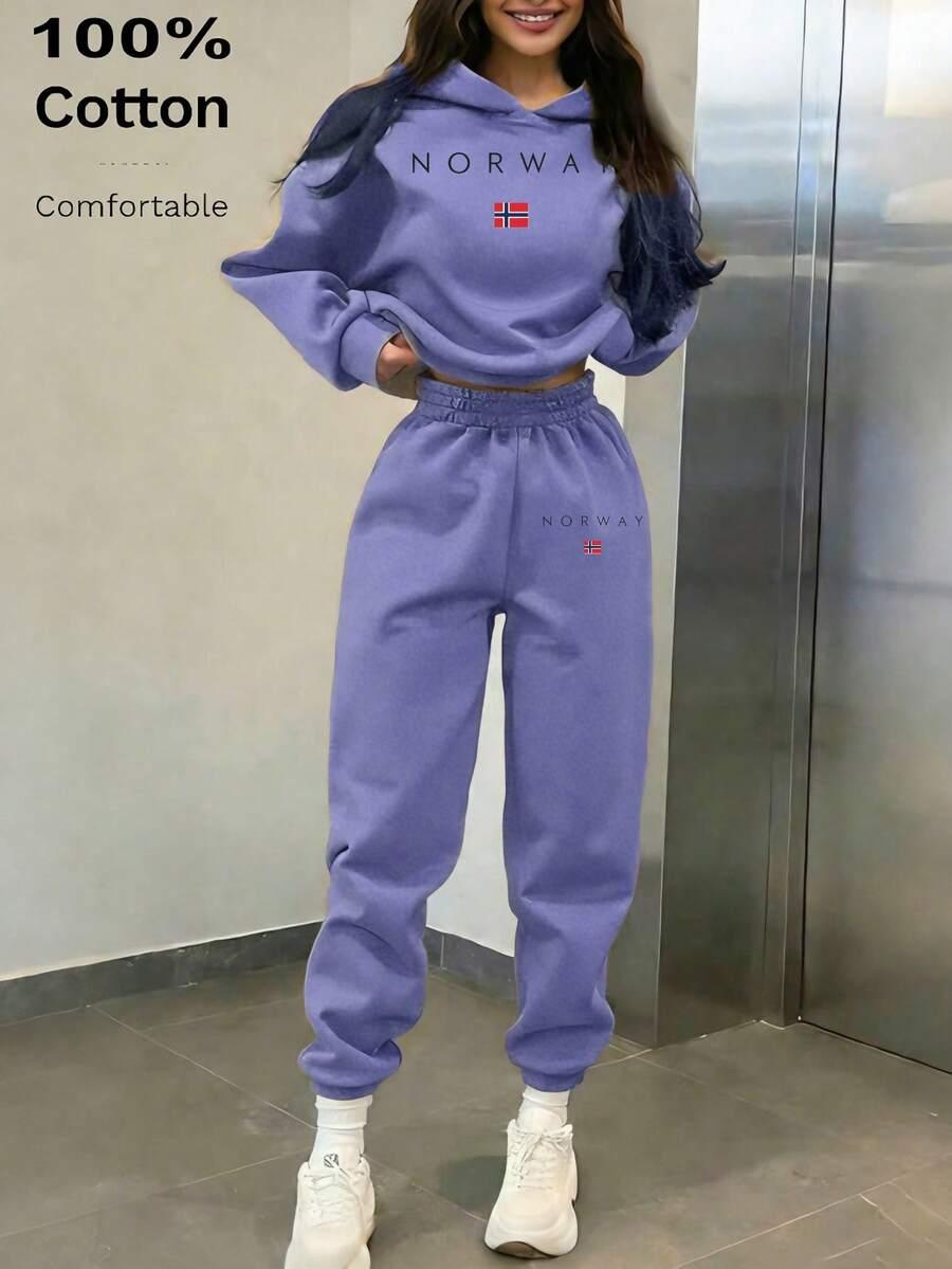 komplet dresowy nadruk norway bluza spodnie