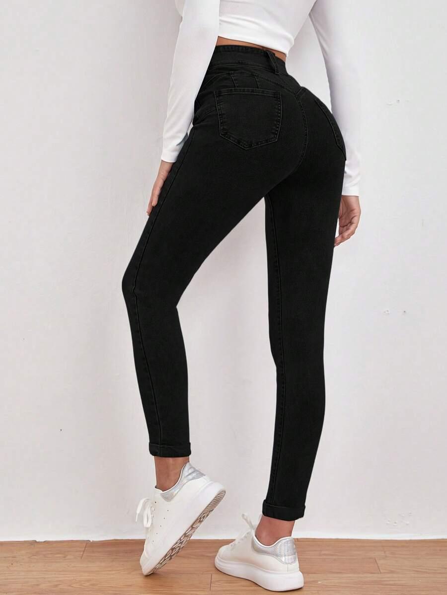 CZARNE SPODNIE RURKI JEANS