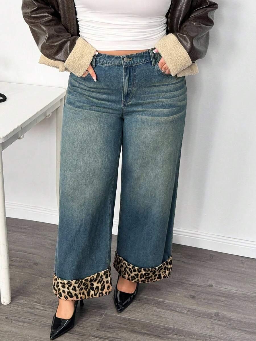 spodnie jeans animal print
