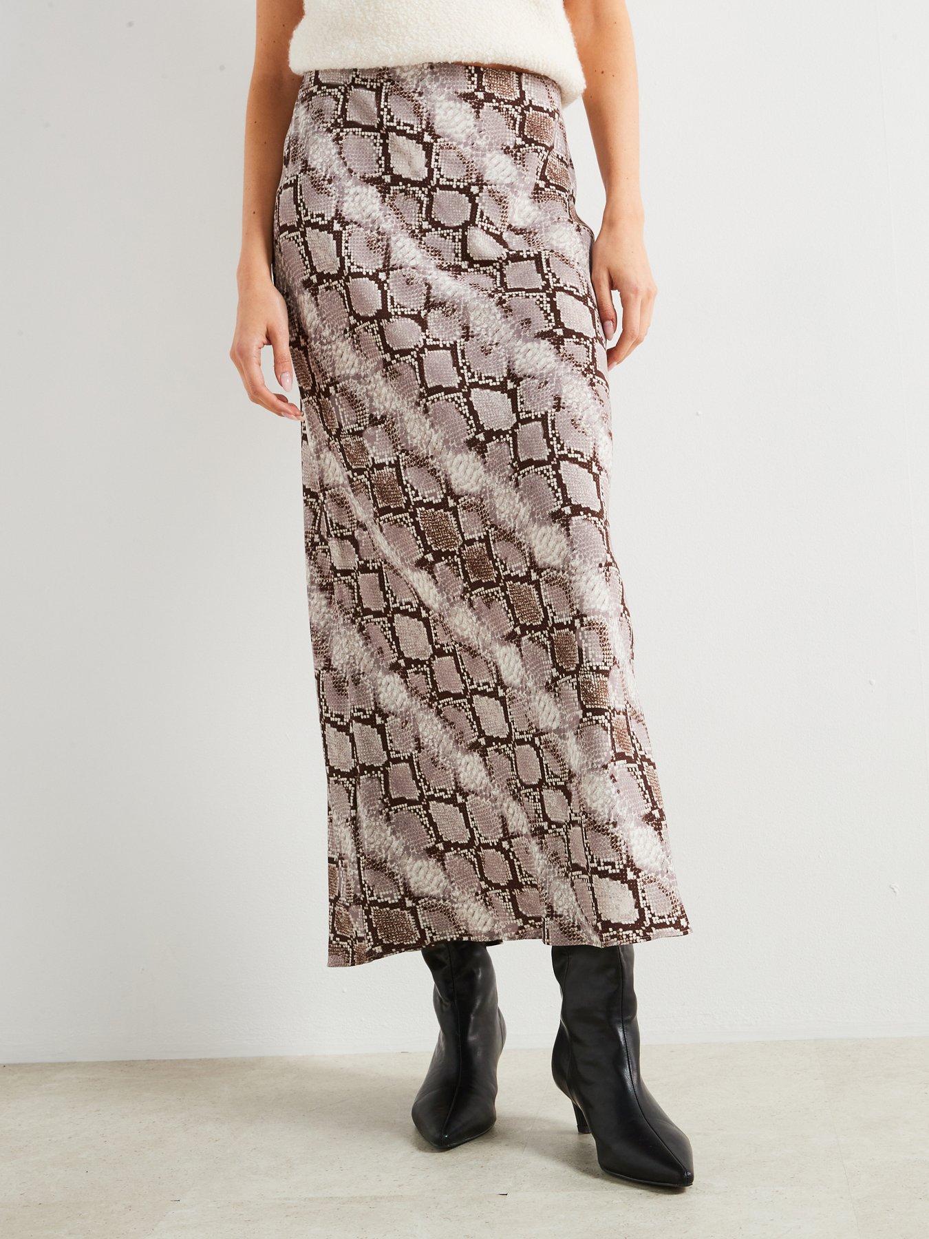 MANGO SPÓDNICA MAXI WĘŻOWY WZÓR