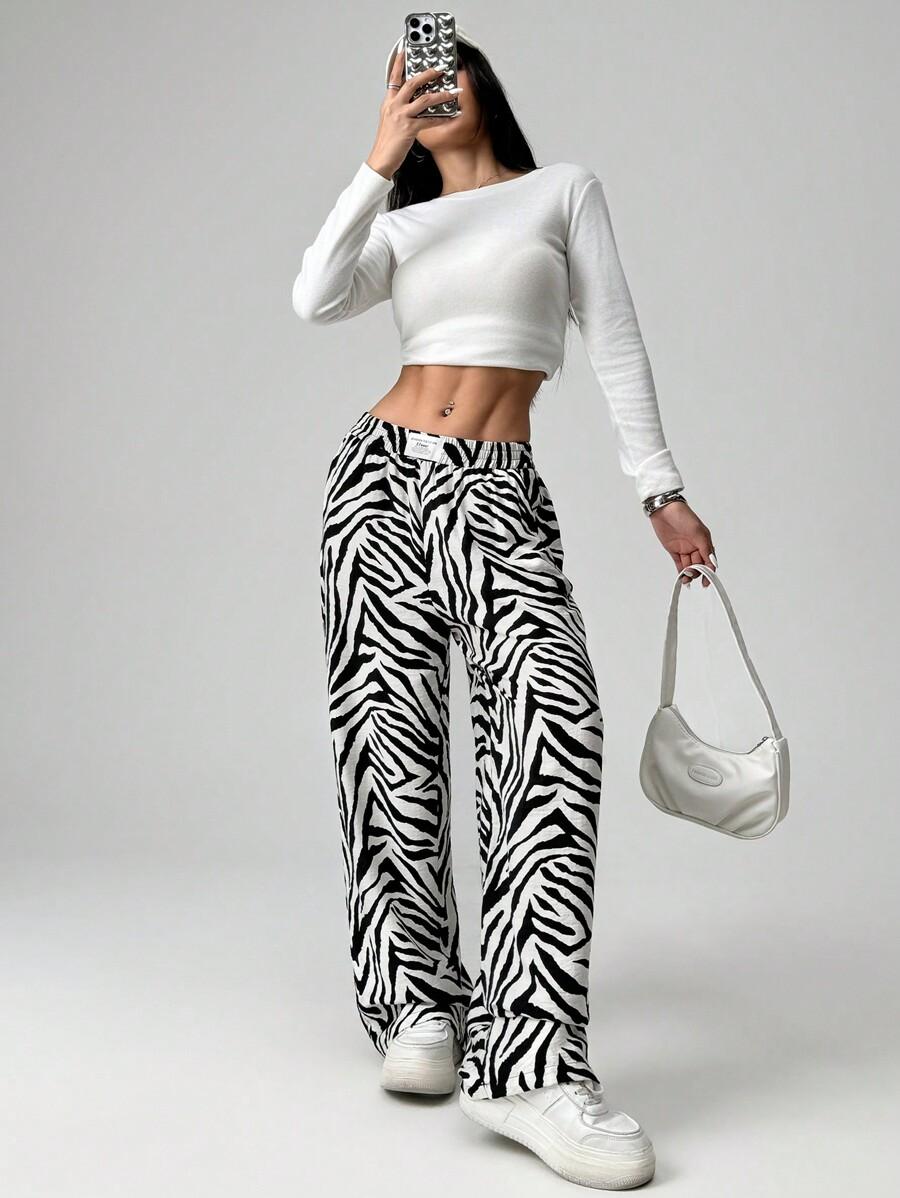 SPODNIE CASUAL PRINT ZEBRA 