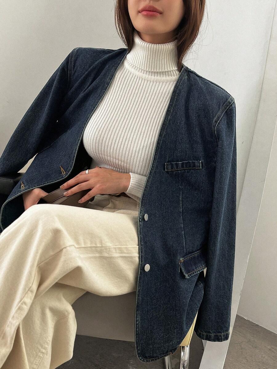 GRANATOWA KURTKA JEANS 