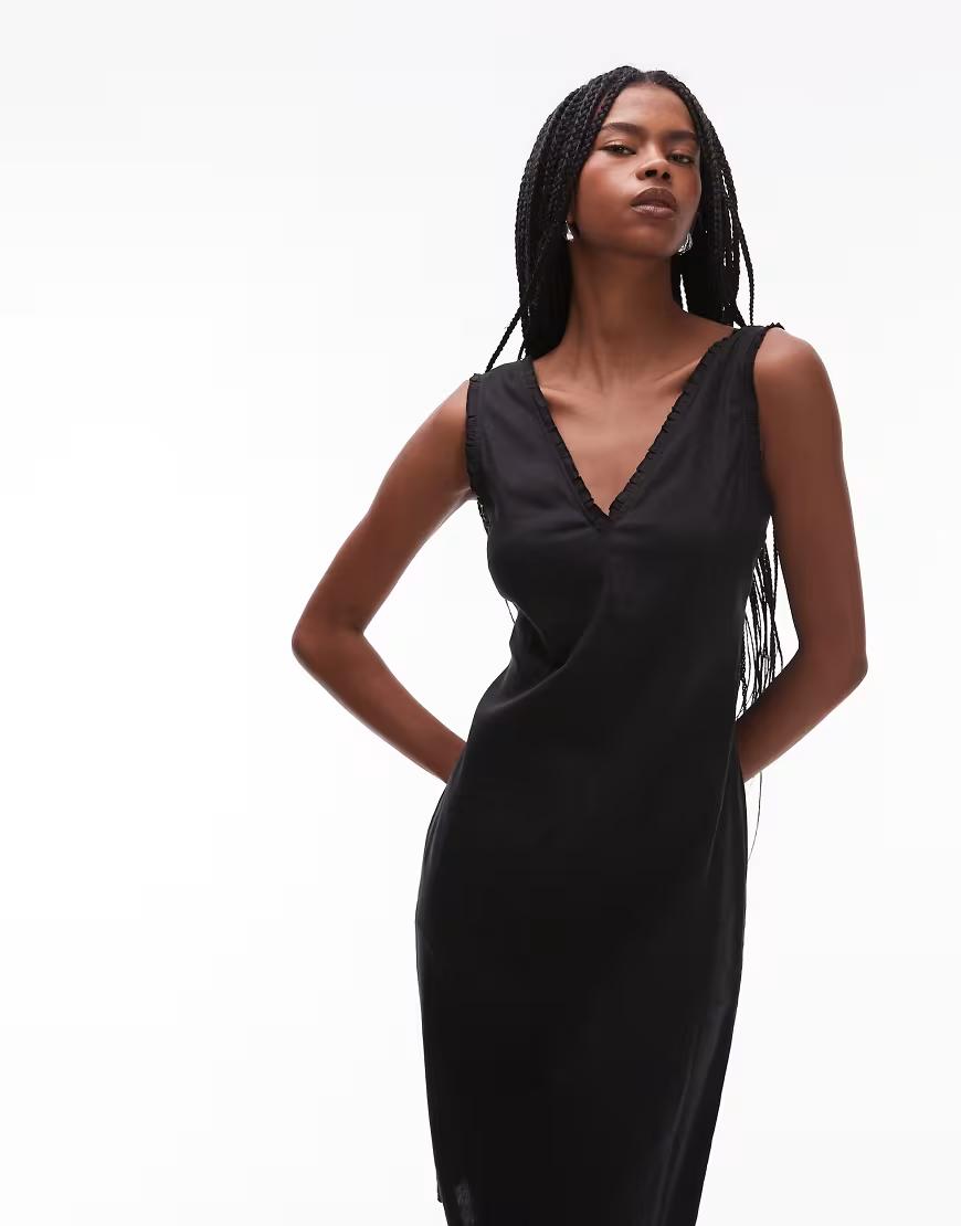 CZARNA MINI SUKIENKA V-NECK