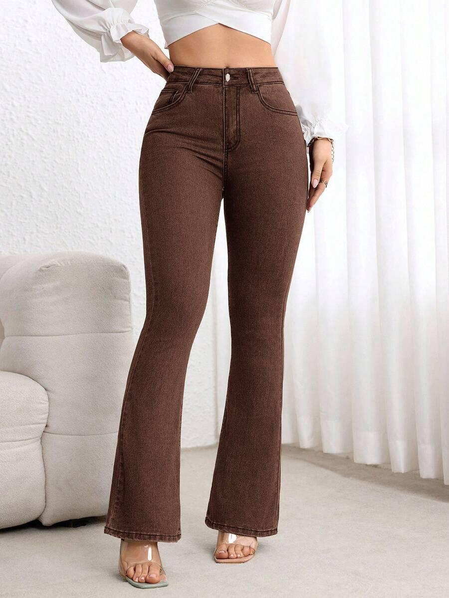 brązowe spodnie jeans