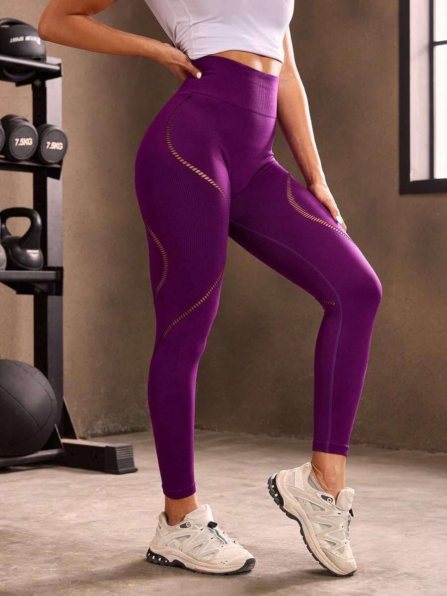 fioletowe legginsy wysoki stan 