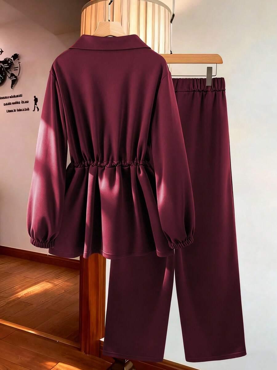 BORDOWY KOMPLET BLUZA SPODNIE DRESOWE