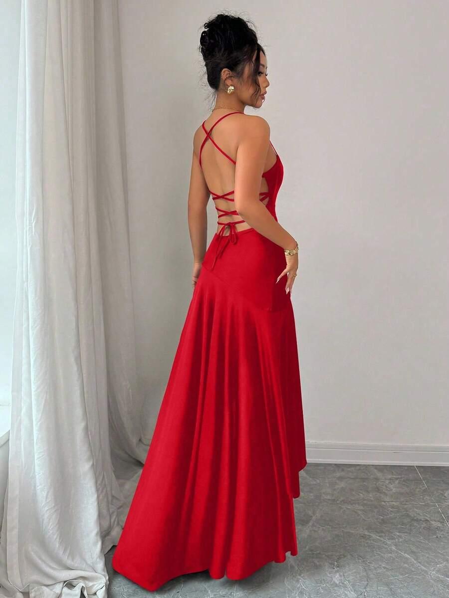 CZERWONA MAXI SUKIENKA