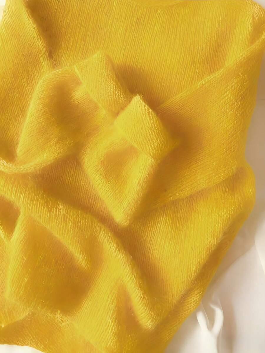 ŻÓŁTY SWETER OKRĄGŁY DEKOLT