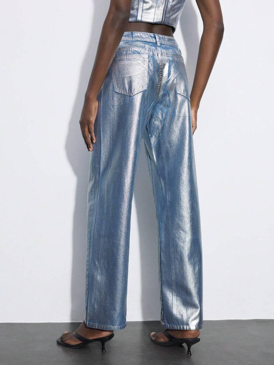 SPODNIE POŁYSK JEANS
