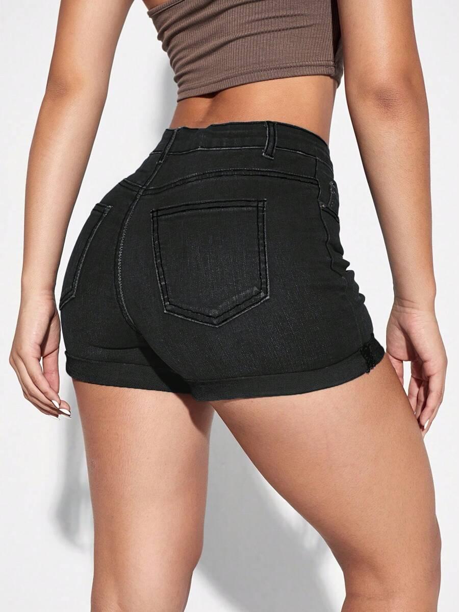 CZARNE SPODENKI JEANS