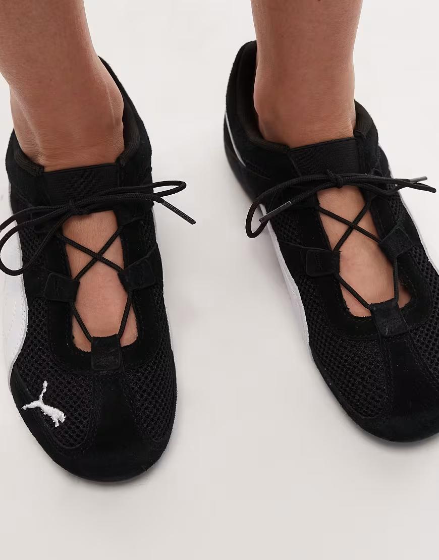 skórzane czarne buty sportowe logo wiązanie Speedcat GO