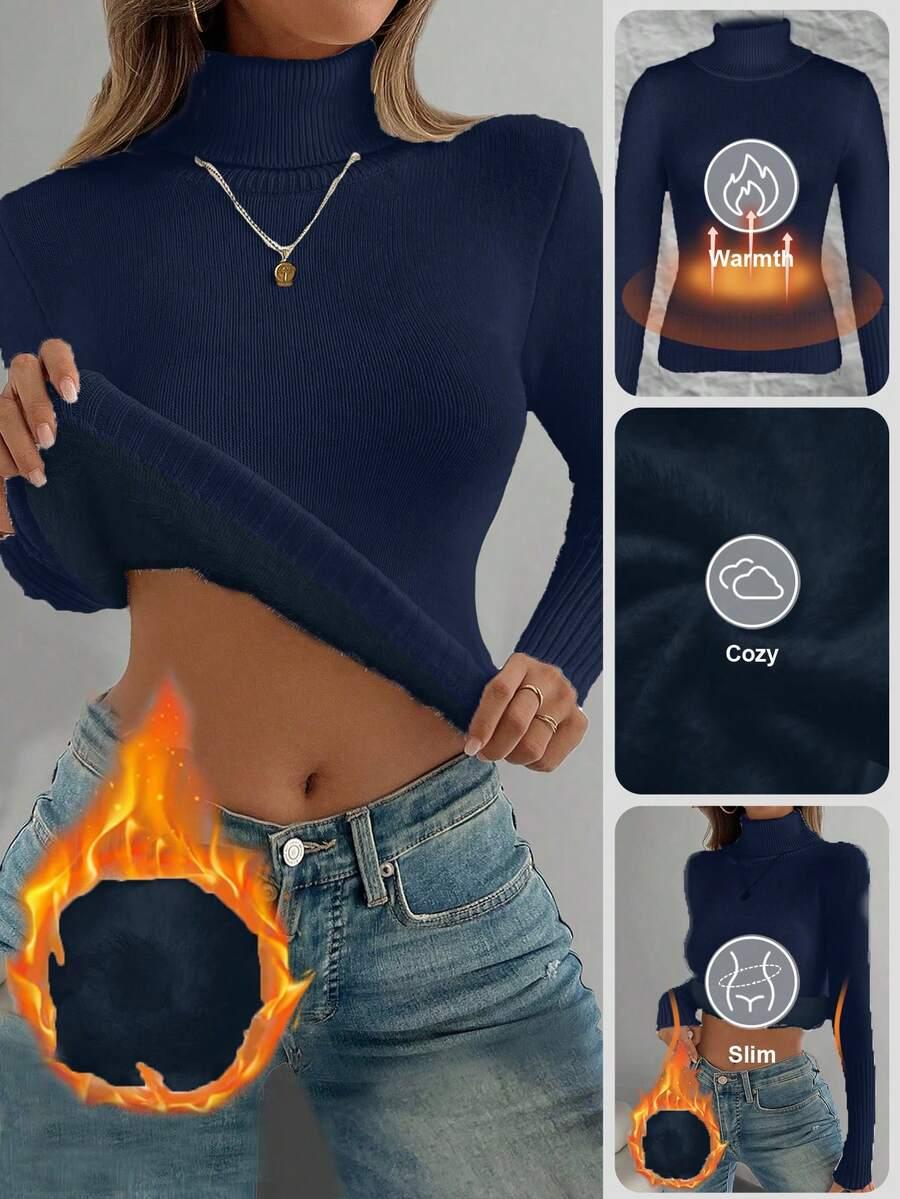 granatowy ocieplany sweter