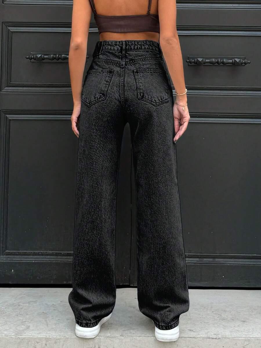 CZARNE PROSTE SPODNIE JEANS