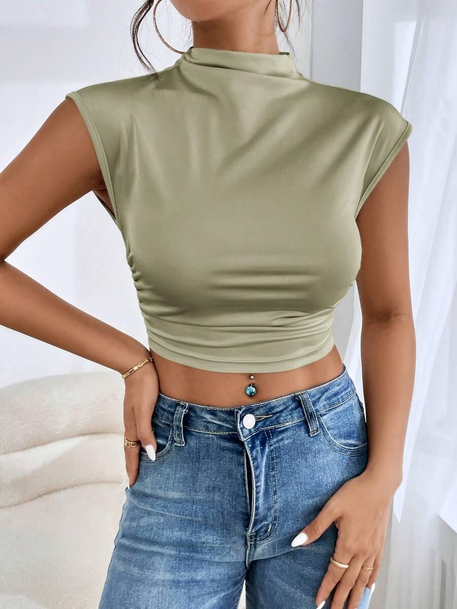 ZIELONY CROP TOP PÓŁGOLF