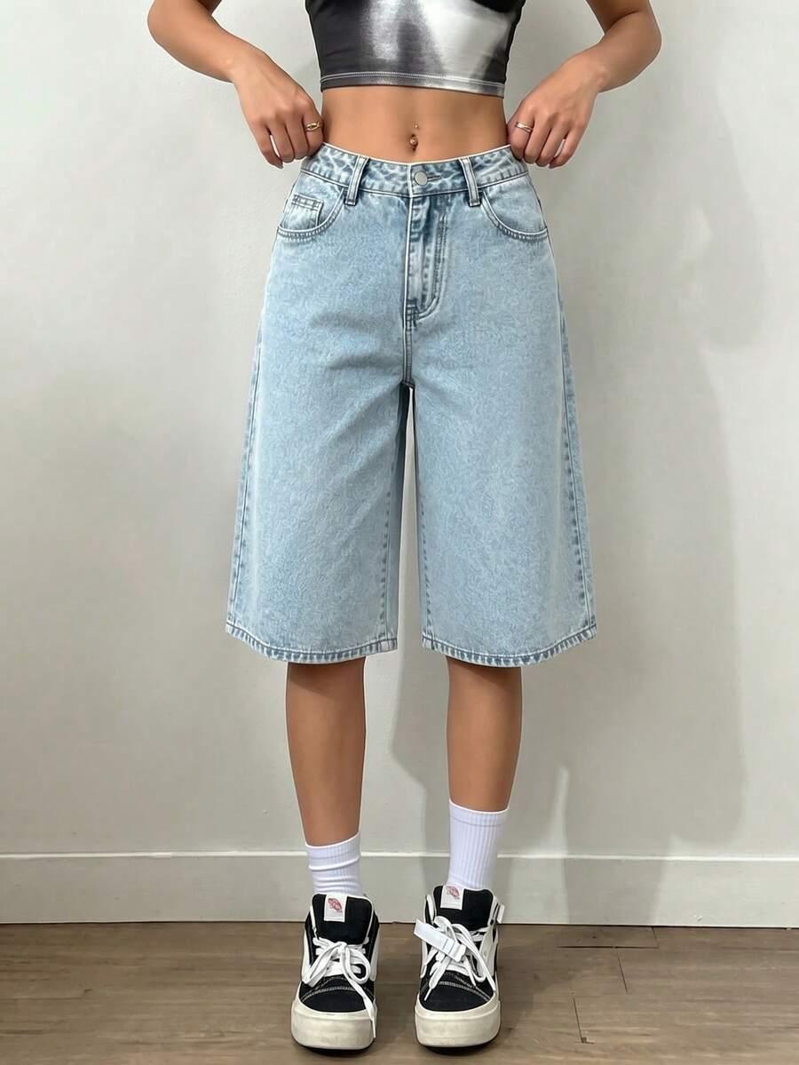 luźne szerokie spodenki jeans haft