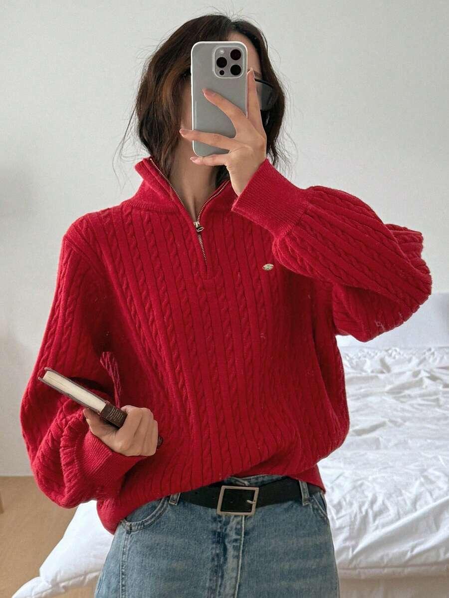 CZERWONY SWETER STÓJKA 