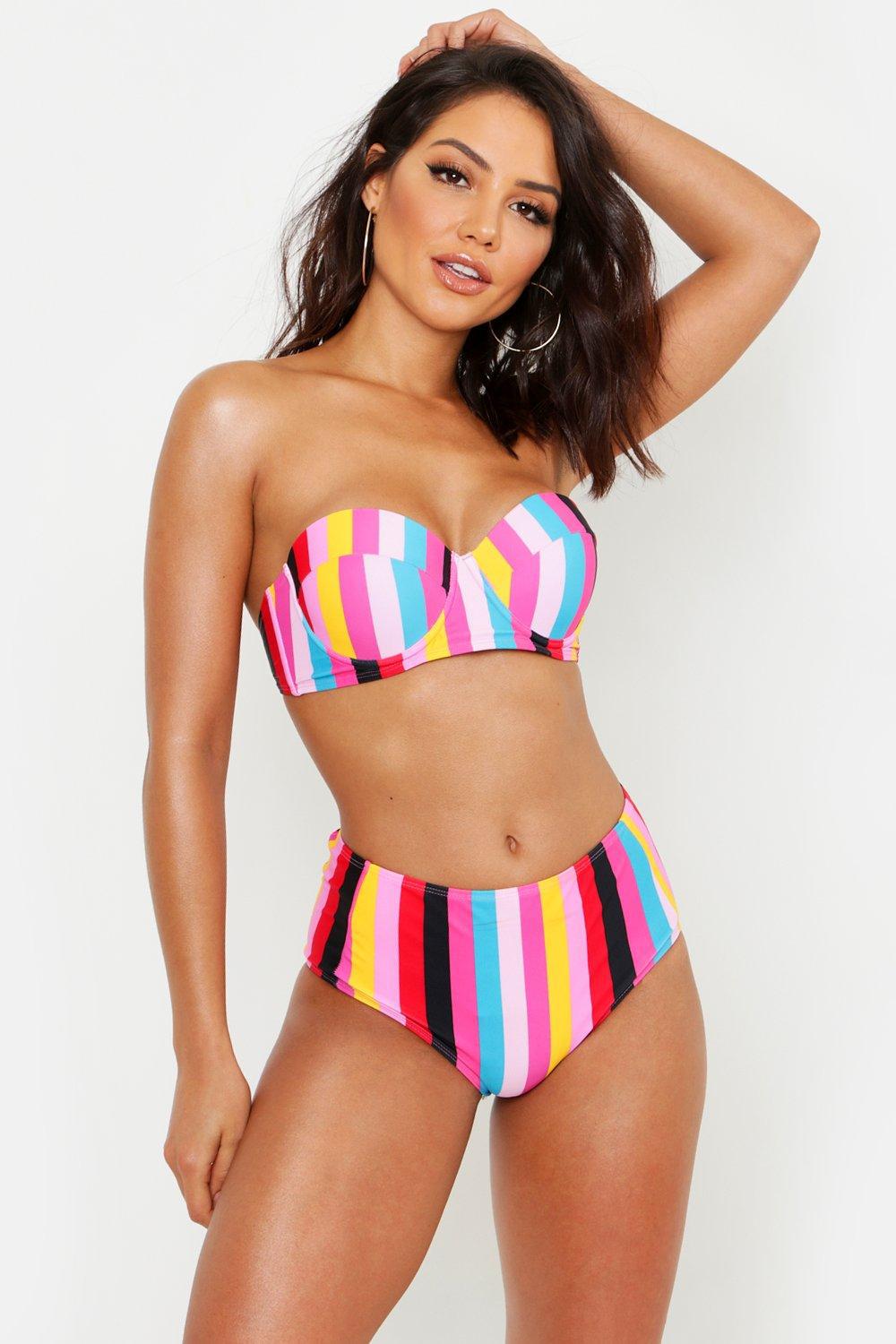 DÓŁ OD BIKINI PASKI KONTRAST WYSOKI STAN