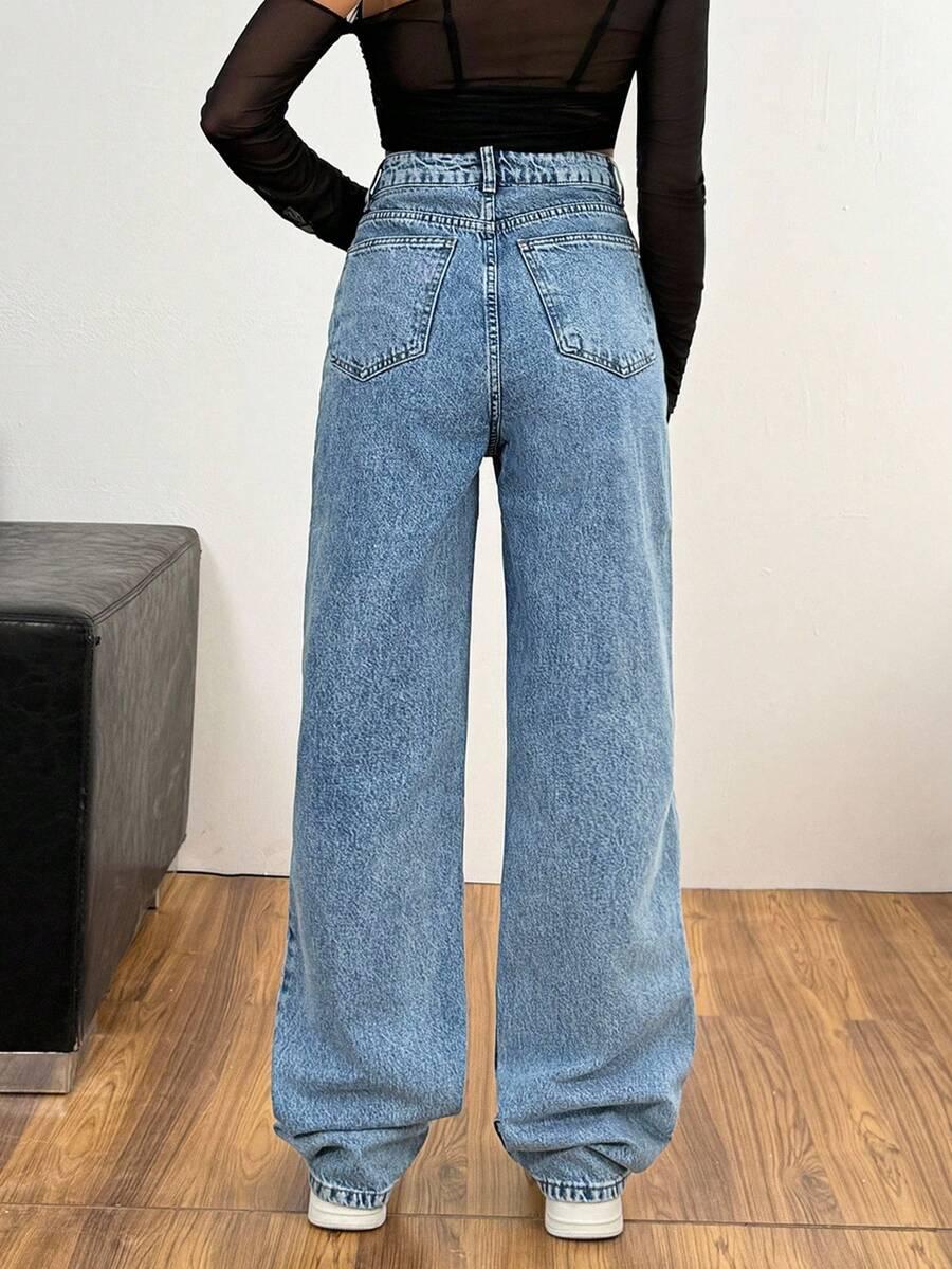proste spodnie jeans wysoki stan