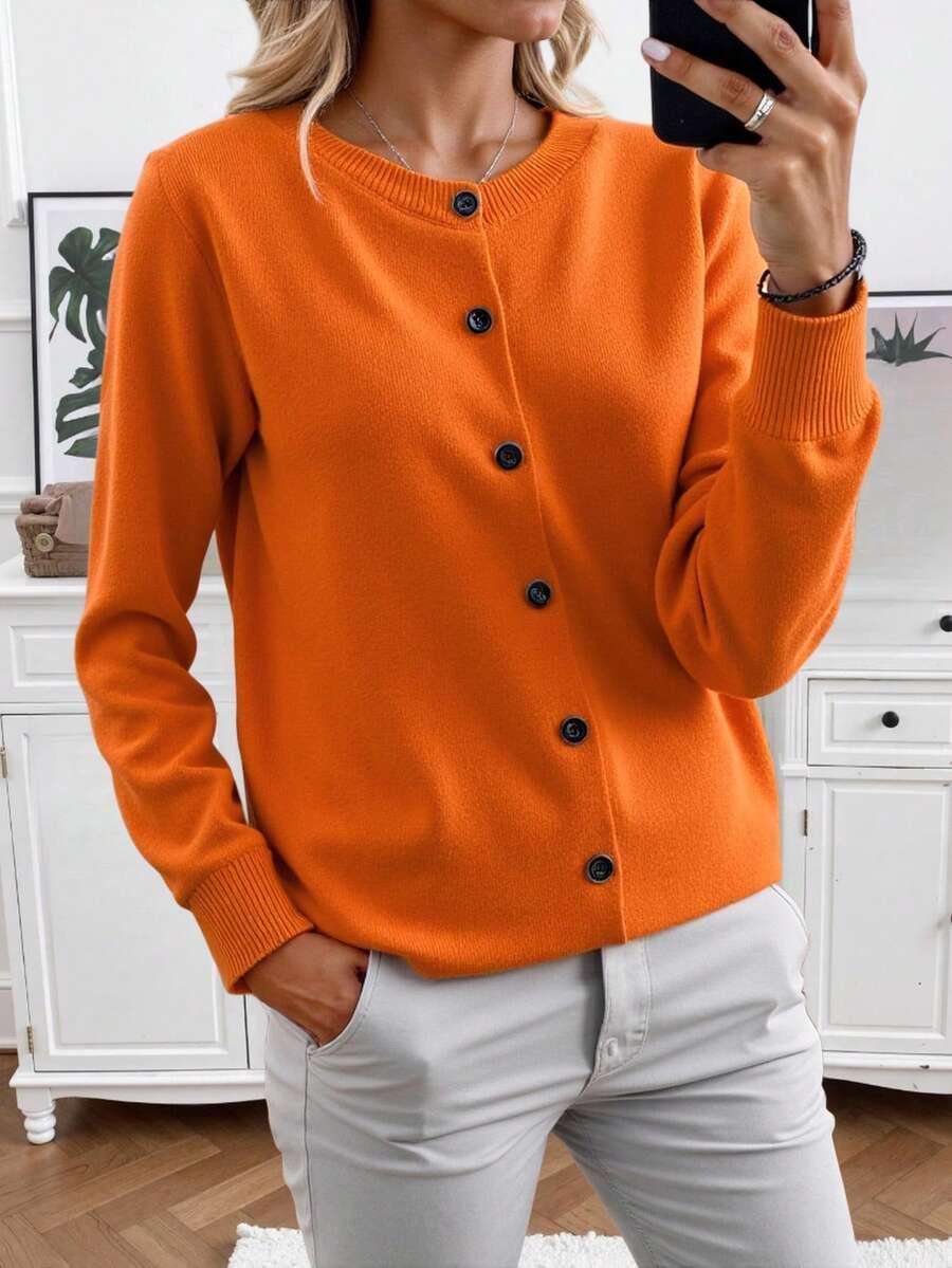 POMARAŃCZOWY sweter guziki 