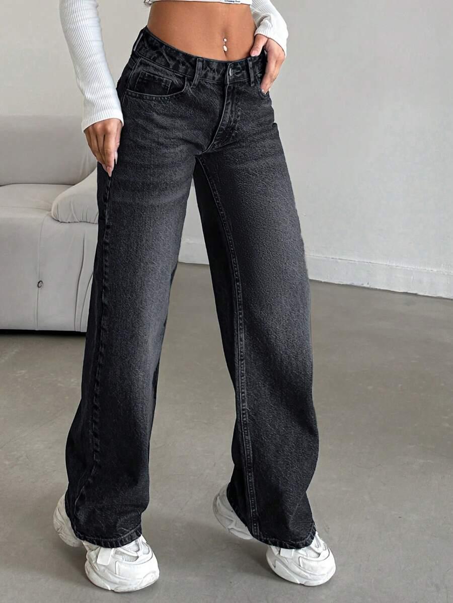 CZARNE SPODNIE JEANS