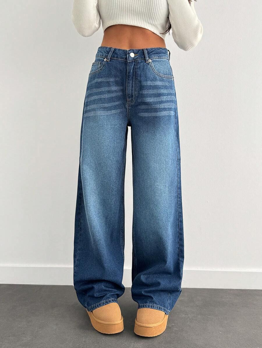 niebieskie spodnie jeans wysoki stan 
