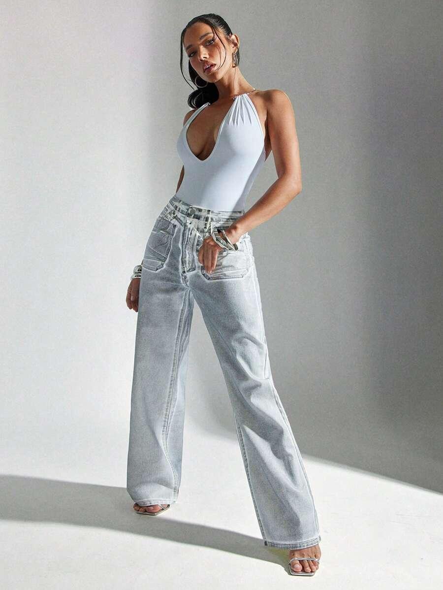 JEANSY DAMSKIE WIDE LEG BAWEŁNIANE 
