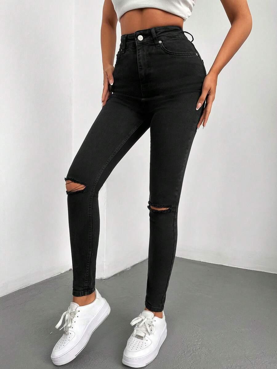 CZARNE SPODNIE JEANS